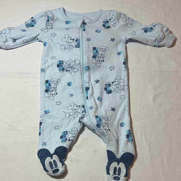 Disney Baby - Light Blue Mickey Mouse Footed Onesie Sleeper - Picture 1 of 4